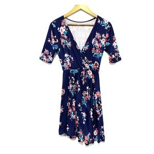 Women’s Navy Floral Stretch Dress Sz S